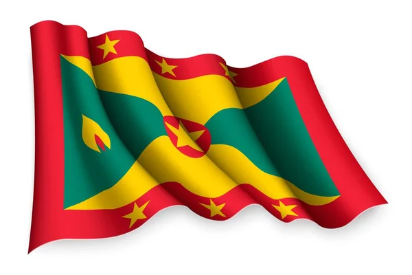 Realistiska Viftande Flagga Grenada — Stock vektor