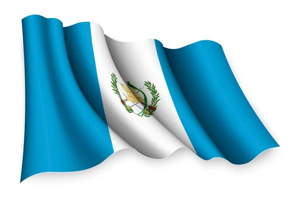 Realistiska Viftande Flagga Guatemala — Stock vektor