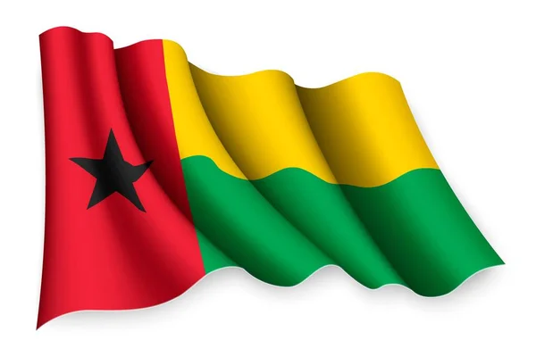 Drapeau Agitant Réaliste Guinée Bissau — Image vectorielle