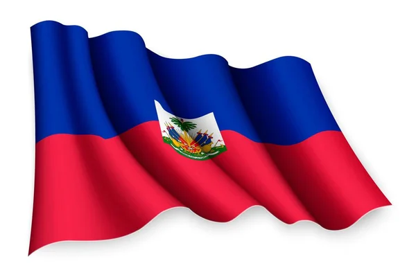 Realistiska Viftande Flagga Haiti — Stock vektor