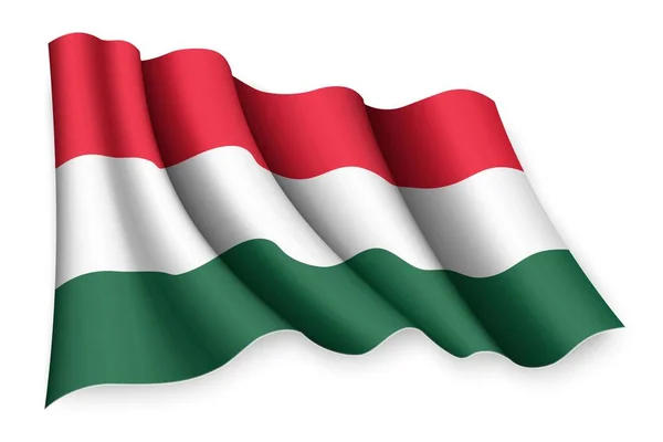 Bandeira Acenando Realista Hungria — Vetor de Stock