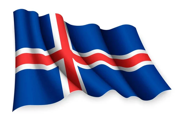 Bandera Ondeante Realista Islandia — Archivo Imágenes Vectoriales