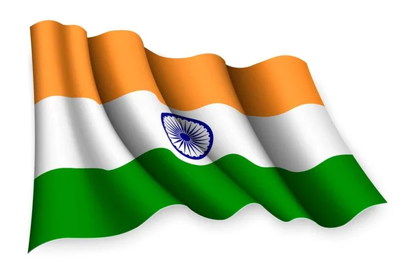 Bandeira Acenando Realista Índia — Vetor de Stock