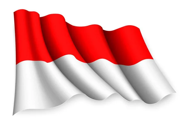 现实地挥动印度尼西亚国旗 — 图库矢量图片