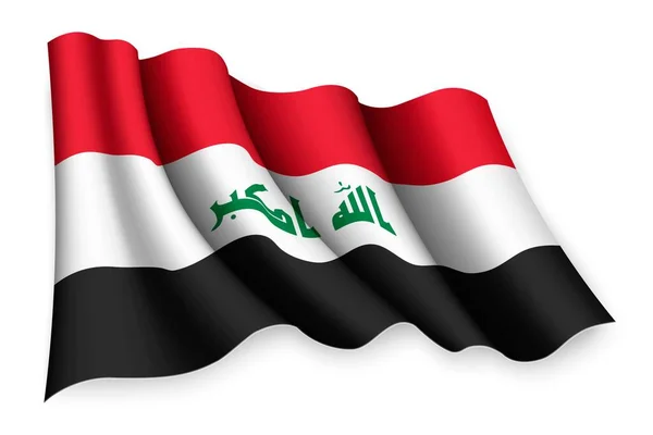 Bandera Ondeante Realista Iraq — Vector de stock