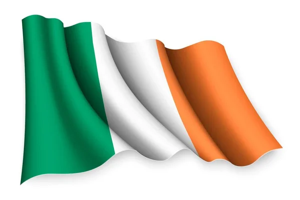 stock vector Realistic waving flag of Ireland