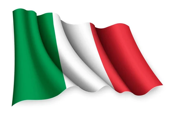 Realistische Zwaaiende Vlag Van Italië — Stockvector