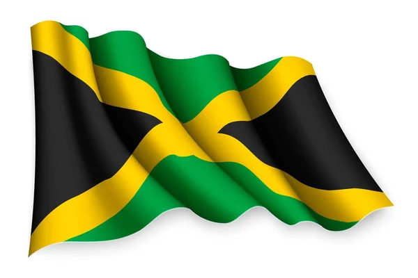 Realistisches Fahnenschwenken Von Jamaika — Stockvektor