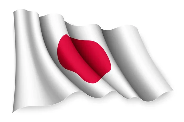 Bandiera Sventolante Realistica Del Giappone — Vettoriale Stock
