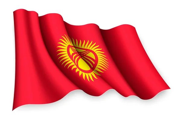 Realistiska Viftande Flagga Kirgizistan — Stock vektor