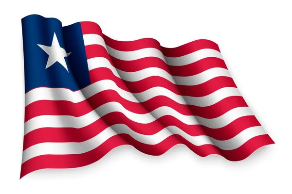 Bandeira Acenando Realista Libéria — Vetor de Stock