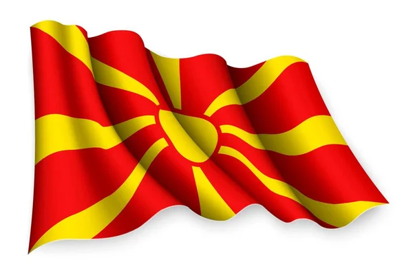 Realistic Waving Flag Macedonia — Stock Vector