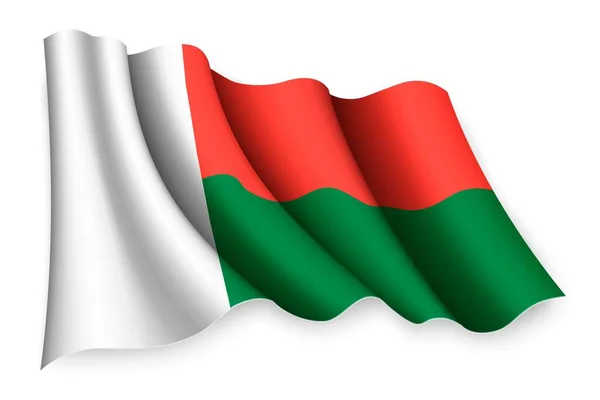 Madagaszkár Reális Lengő Zászlója — Stock Vector
