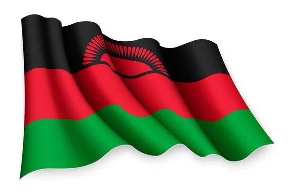 Realistyczne Machać Flaga Malawi — Wektor stockowy