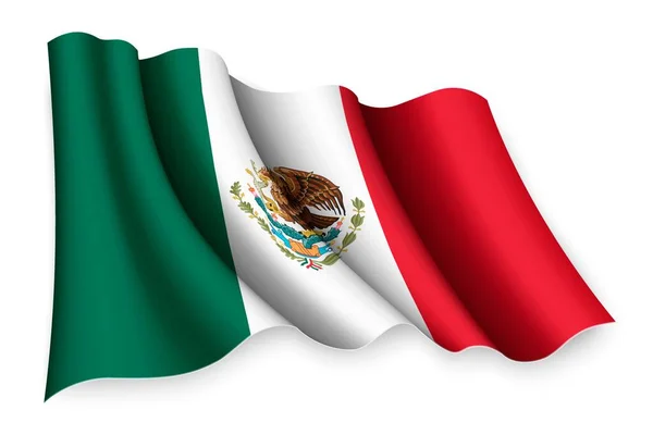 Meksika Nın Gerçekçi Bayrağı — Stok Vektör