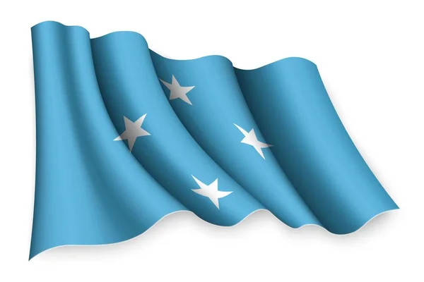 Bandeira Acenando Realista Micronésia — Vetor de Stock