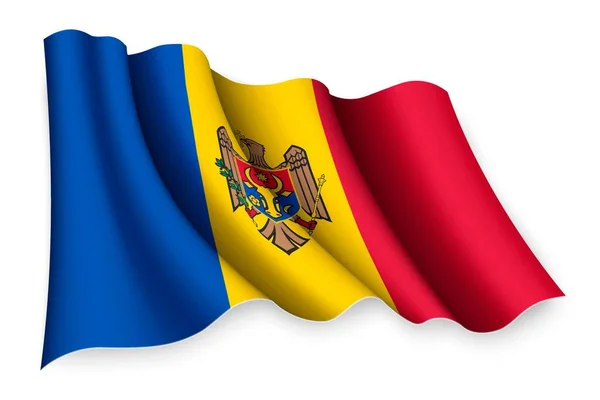 Ρεαλιστική Κυματιστή Σημαία Της Μολδαβίας — Διανυσματικό Αρχείο
