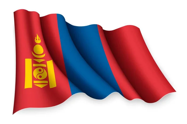 Realistická Vlajka Mongolska — Stockový vektor