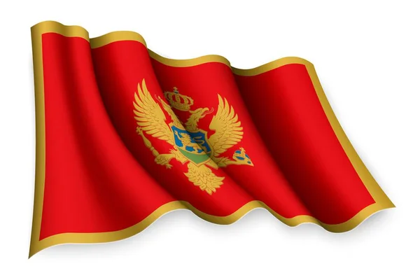 Realistická Vlajka Černé Hory — Stockový vektor