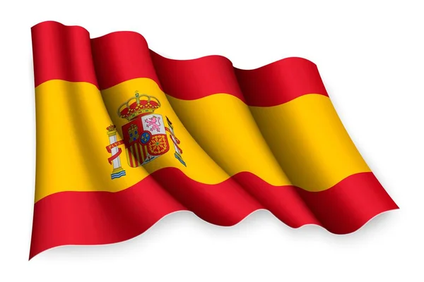 Bandera Ondeante Realista España — Vector de stock