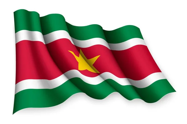 Realistiska Viftande Flagga Surinam — Stock vektor