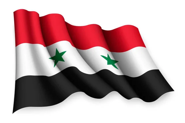 Реалістичний Махаючий Прапор Сирії — стоковий вектор