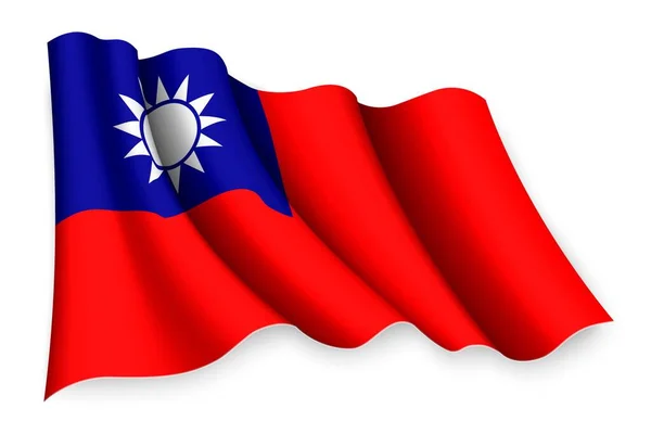 Ρεαλιστική Κυματιστή Σημαία Της Ταϊβάν — Διανυσματικό Αρχείο