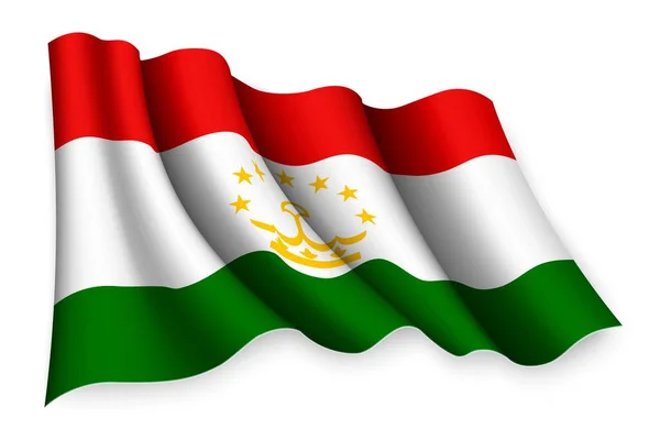 Bandera Ondeante Realista Tayikistán — Archivo Imágenes Vectoriales