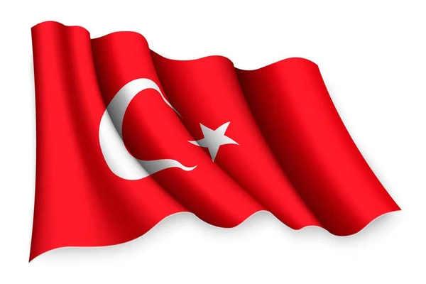 Realistiska Viftande Flagga Turkiet — Stock vektor