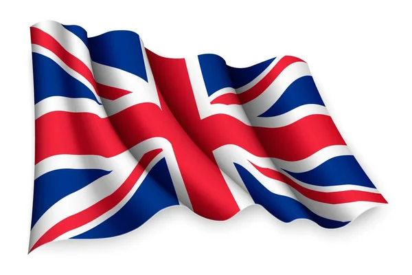 イギリスの現実的な手を振る旗 — ストックベクタ