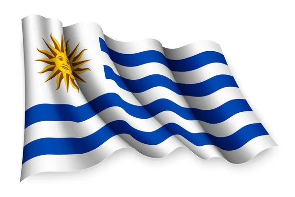 Realistic Waving Flag Uruguay — Stock Vector