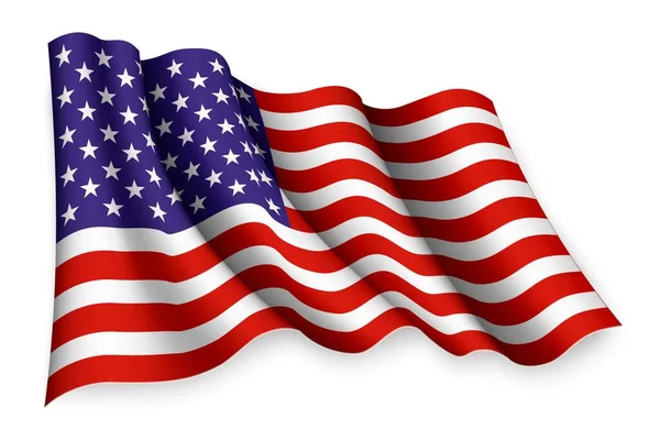 Bandera Ondeante Realista Usa — Vector de stock