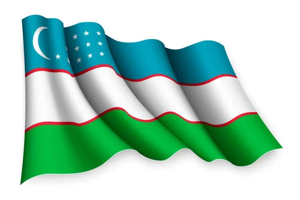 Bandiera Sventolante Realistica Dell Uzbekistan — Vettoriale Stock