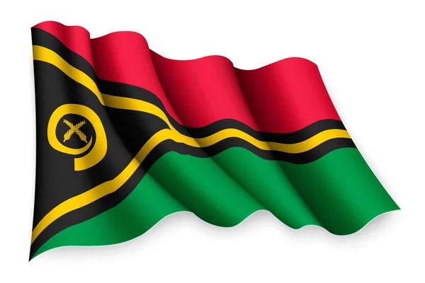 Realistiska Viftande Flagga Vanuatu — Stock vektor
