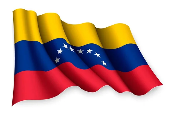 Realistiska Viftande Flagga Venezuela — Stock vektor