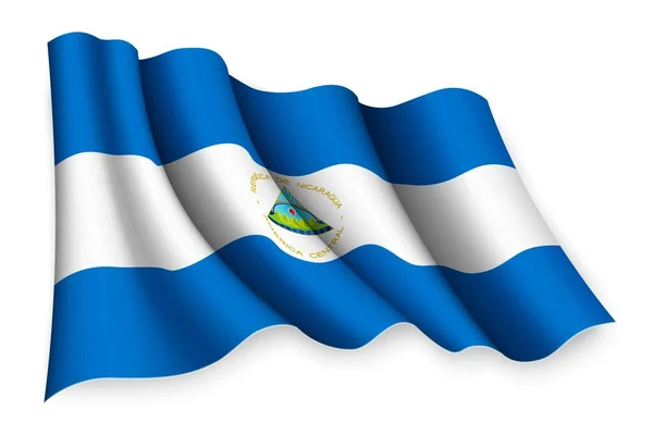 Bandera Ondeante Realista Nicaragua — Vector de stock