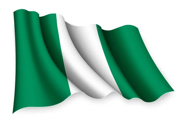 Realistic Waving Flag Nigeria — Stock Vector