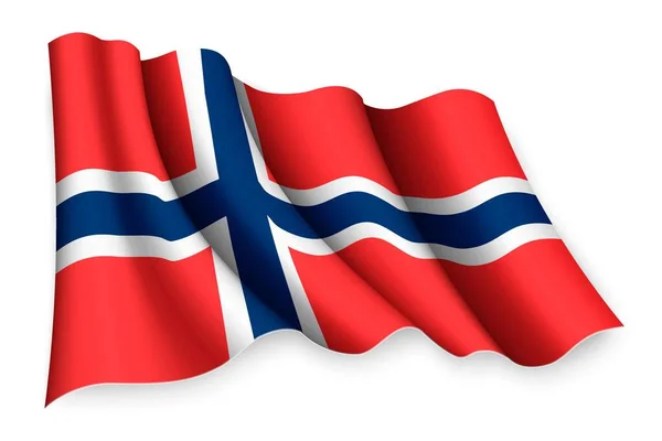 Bandeira Acenar Realista Noruega — Vetor de Stock