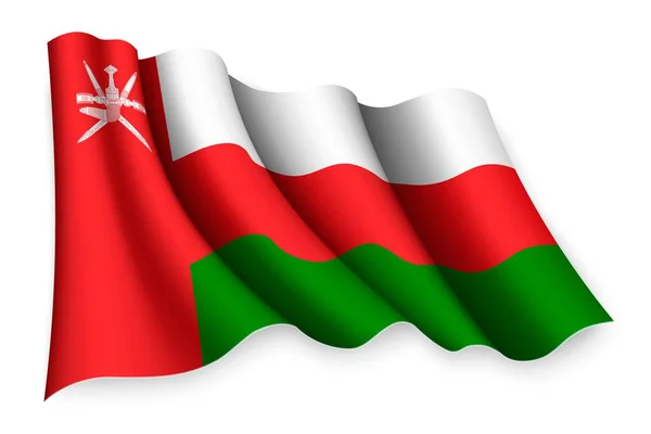 Realistiska Viftande Flagga Oman — Stock vektor