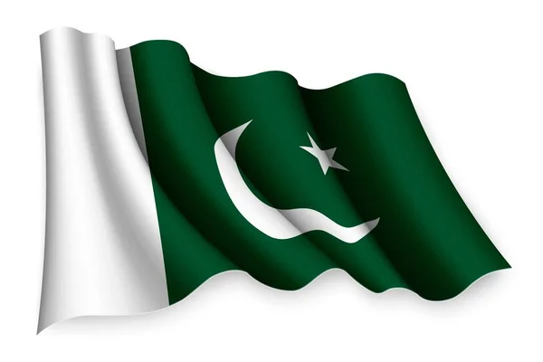 现实地挥动巴基斯坦国旗 — 图库矢量图片