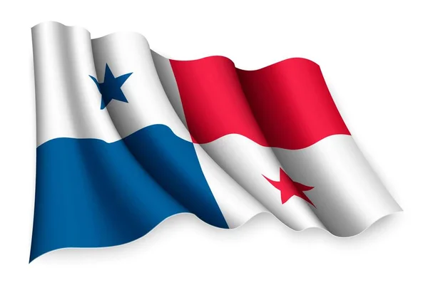 パナマの現実的な波の旗 — ストックベクタ