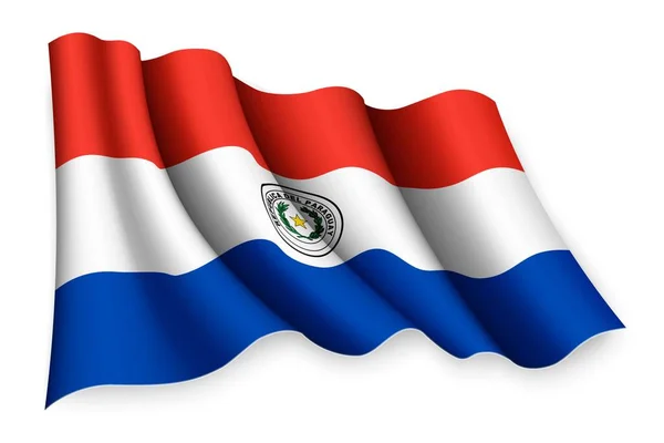 Bandera Ondeante Realista Paraguay — Archivo Imágenes Vectoriales