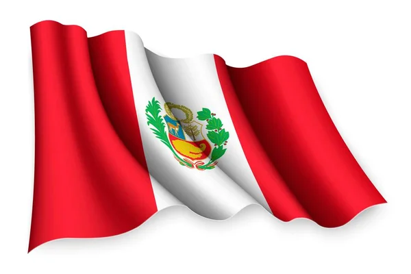 Realistische Zwaaiende Vlag Van Peru — Stockvector