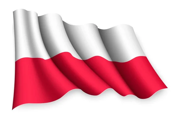 Bandiera Sventolante Realistica Della Polonia — Vettoriale Stock
