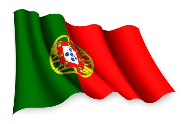 Realistická Vlajka Portugalska — Stockový vektor