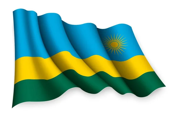 Ruanda Nın Gerçekçi Bayrağı — Stok Vektör
