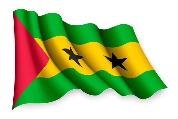 Realistische Zwaaiende Vlag Van Sao Tomé Principe — Stockvector