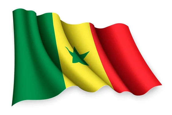 セネガルの現実的な波の旗 — ストックベクタ