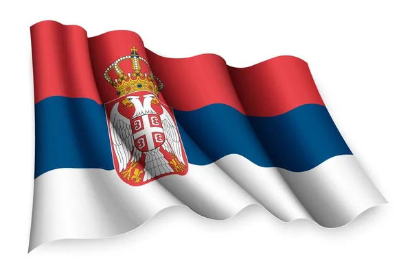 Bandeira Acenando Realista Sérvia — Vetor de Stock