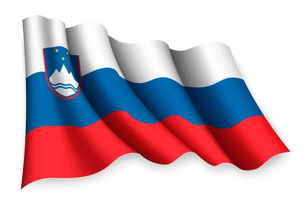 Realistická Vlajka Slovinska — Stockový vektor